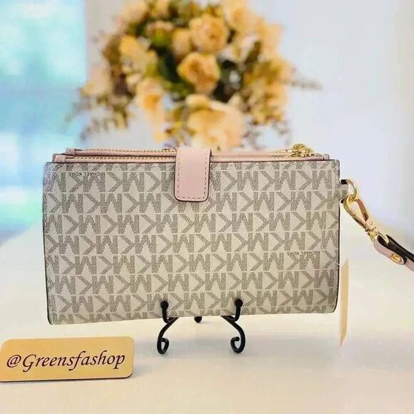 Michael Kors Double Zip Wallet With Wristlet powder blush - Picture 2 of 7